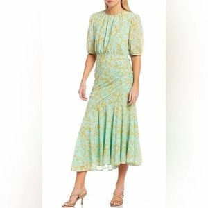 Sachin + Babi Alexandra Georgette Blouson Puff Sleeve Midi Dress, Size 6